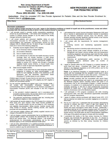 new provider agreement template