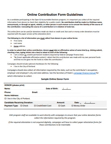 online contribution form template