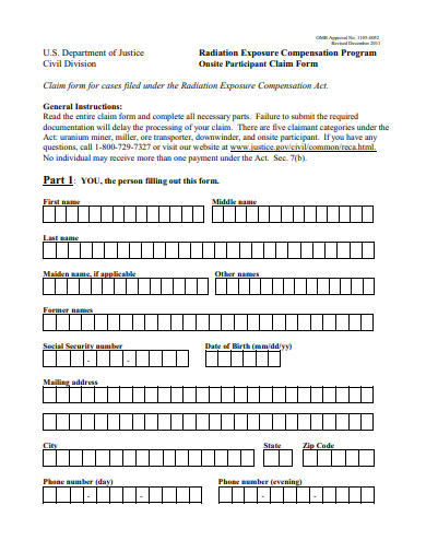 onsite participant claim form template