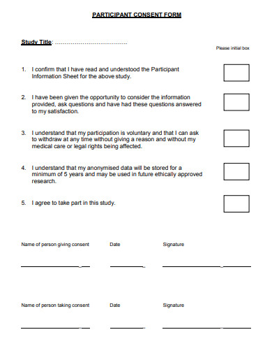 participant consent form template