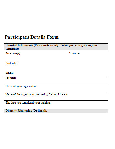participant details form template