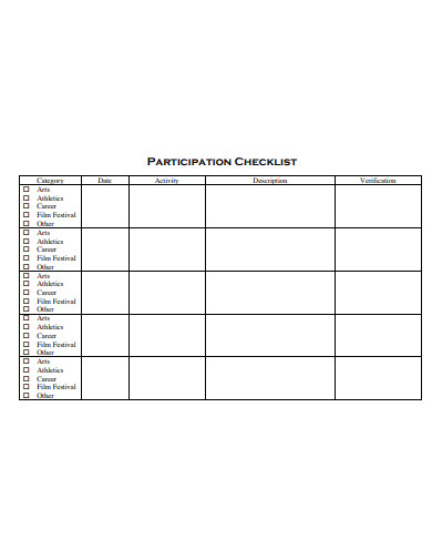 participation checklist format