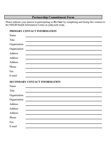 partnership commitment form template