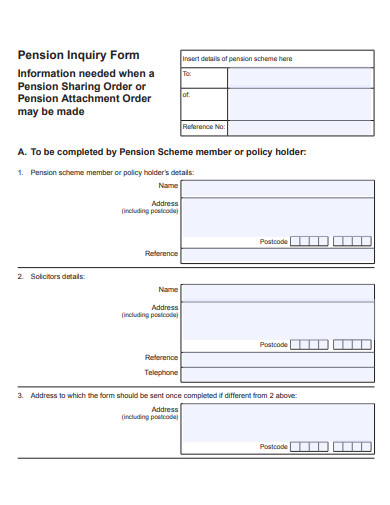 pension inquiry form template