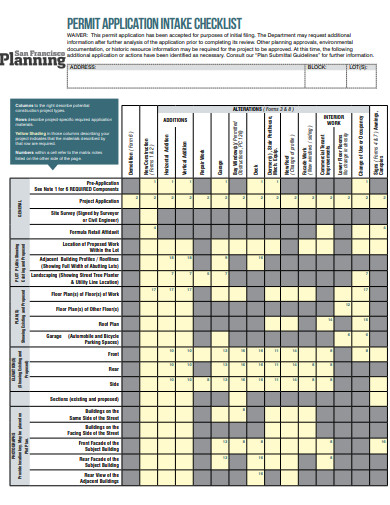 permit application intake checklist template