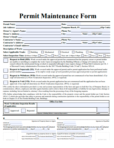 permit maintenance form template