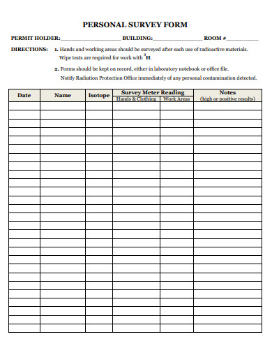 personal survey form template