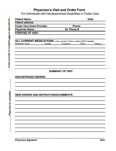 physicians visit and order form template