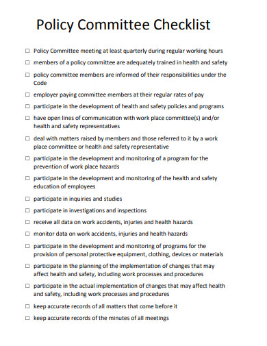 policy committee checklist template
