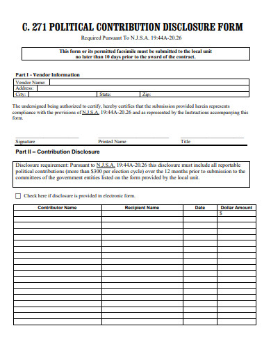 political contribution disclosure form template