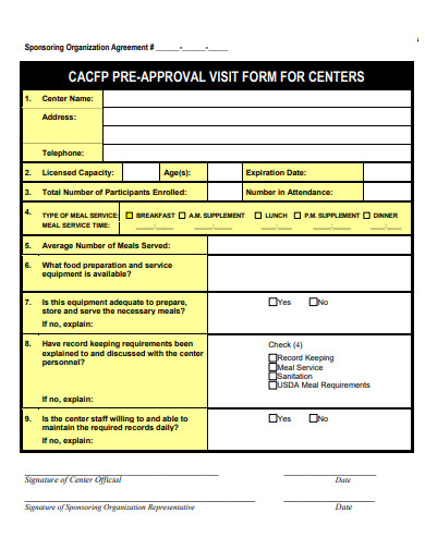 pre approval visit form template