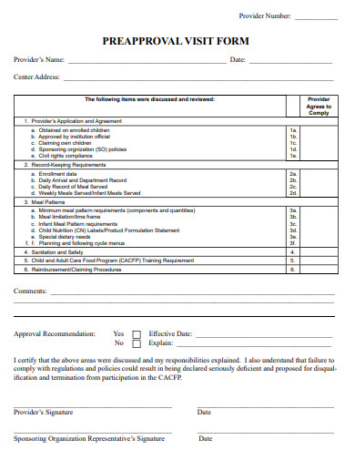 pre approval visit form template1