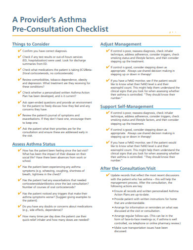 pre consultation checklist template