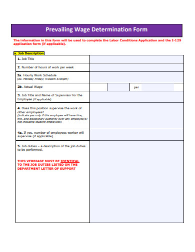 prevailing wage determination form template