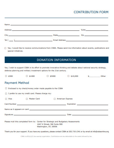 printable contribution form template