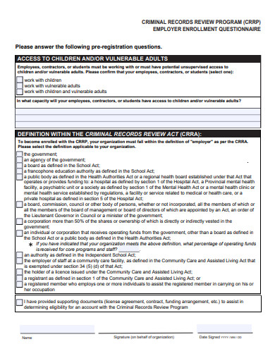 printable program questionnaire template