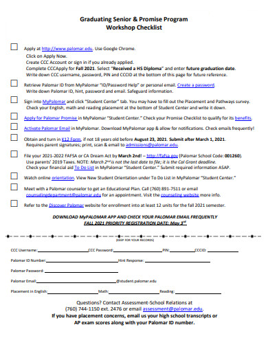printable workshop checklist template
