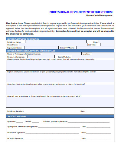 professional development request form template