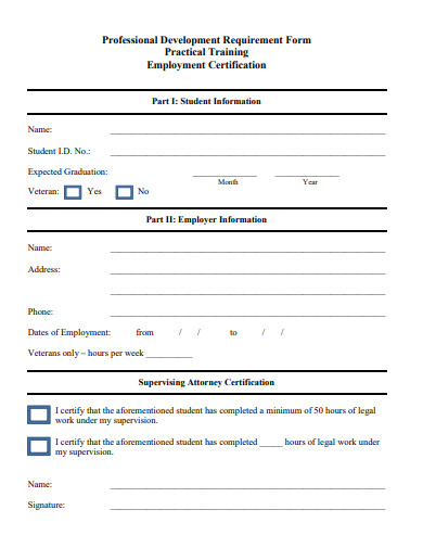 professional development requirement form template