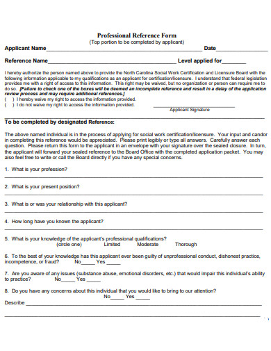 professional reference form template