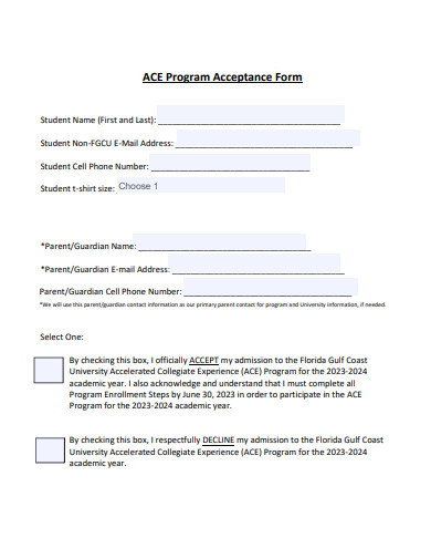 program acceptance form template