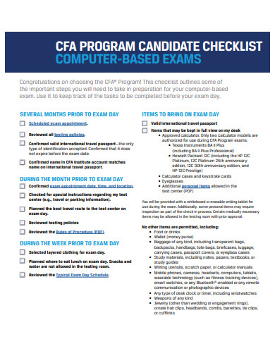program candidate checklist template