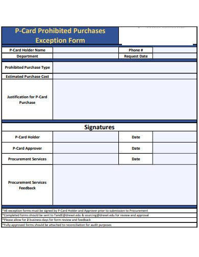 prohibited purchases exception form template