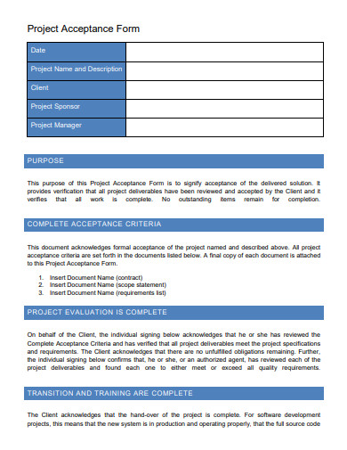 project acceptance form template