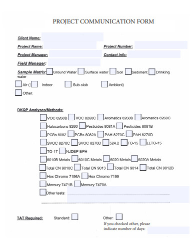 project communication form template