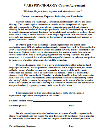 psychology course agreement template