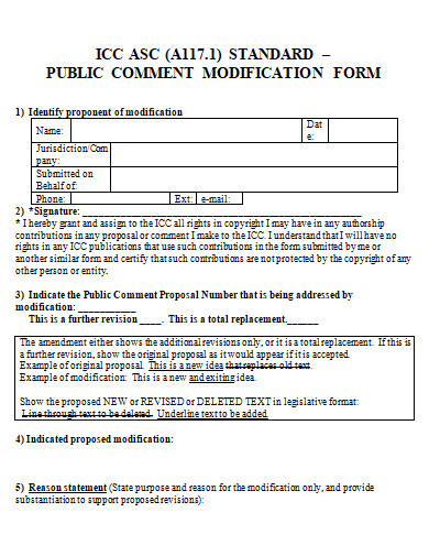 public comment modification form template