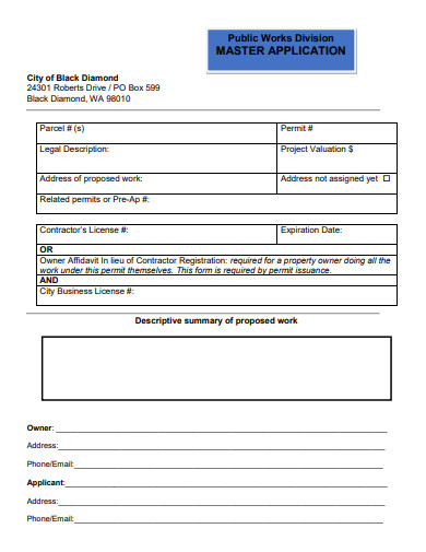 public works division master application template