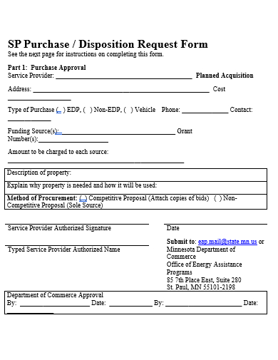 purchase disposition request form template