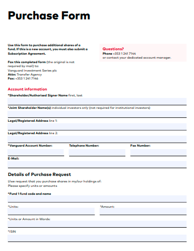 purchase form template