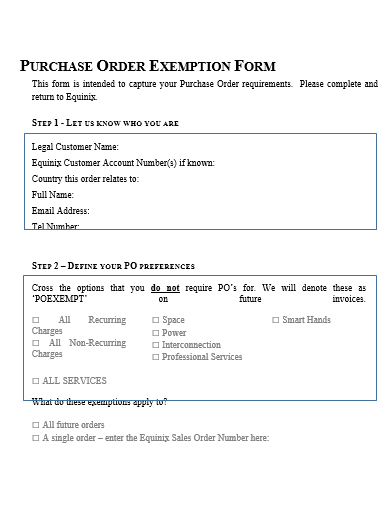 purchase order exemption form template