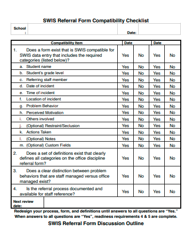 referral form compatibility checklist template