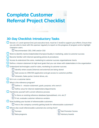 referral project checklist template