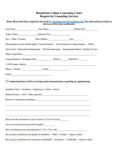 request for counseling services form template