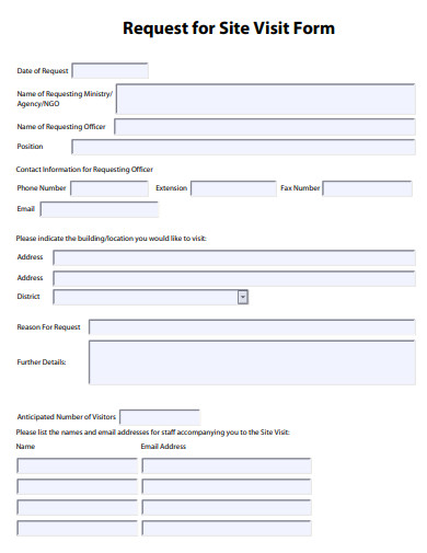 request for site visit form template