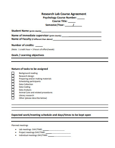 research lab course agreement template