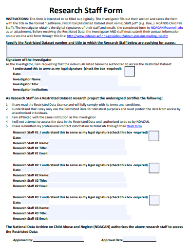 research staff form template