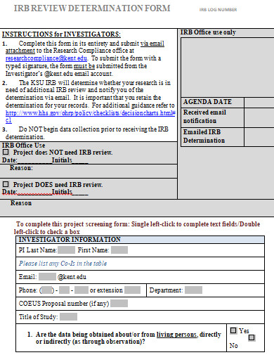 review determination form template