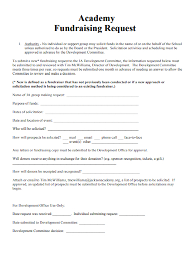 sample academy fundraising request template