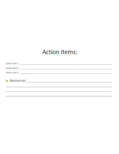 sample action items basic template