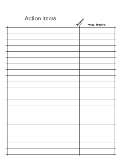 sample action items timeline template