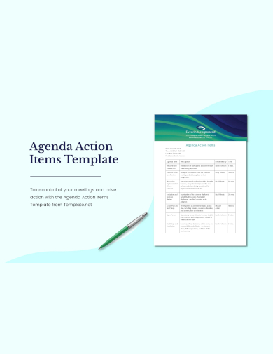 sample agenda action items template