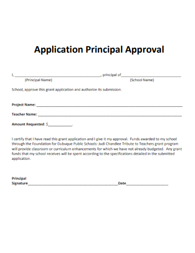 sample application principal approval template