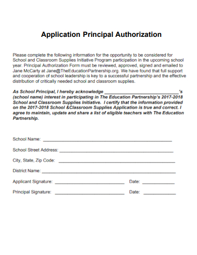 sample application principal authorization template