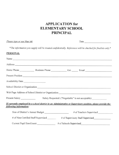 sample application for elementary school principal template