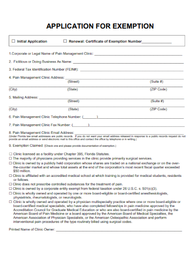 sample application for exemption form template